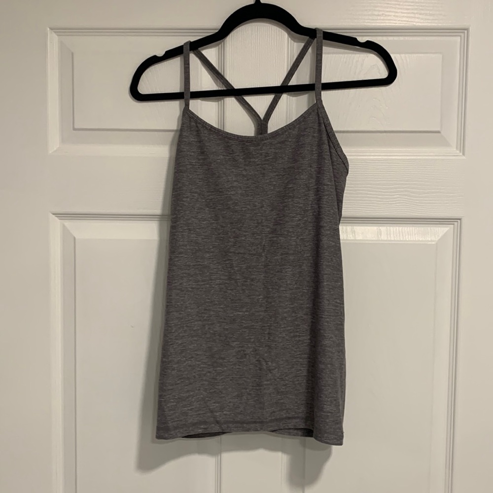 Lululemon grey heather Power Y tank top sz 10